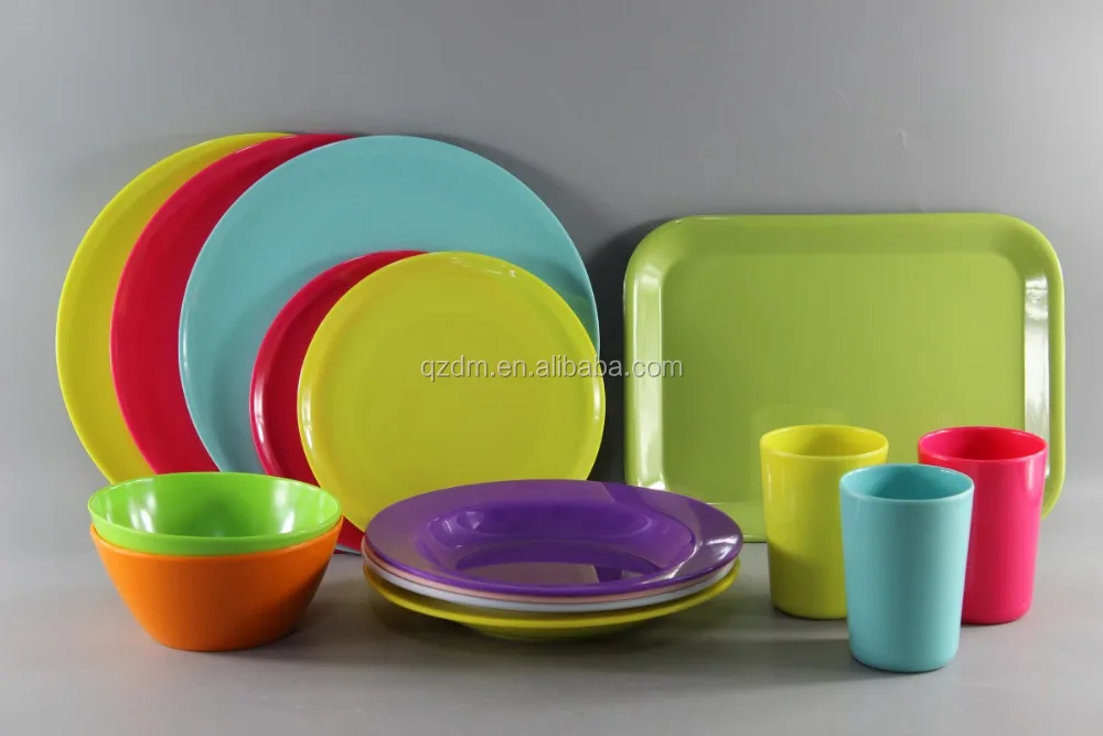 Colorful Solid Melamine Dinner Set/Beautiful Plastic Tableware Set