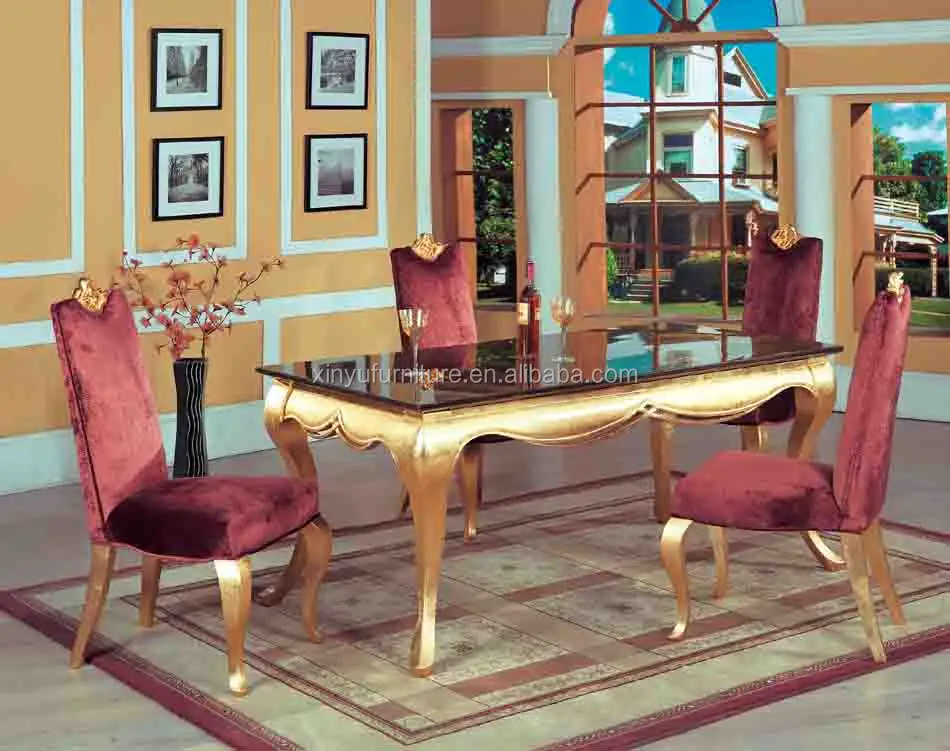 Madera mesa de comedor de lujo de 6 plazas y sillas conjuntos ...