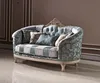 Living room noble silk sofa set, same as louvre palace style sofa sets blue color sofa