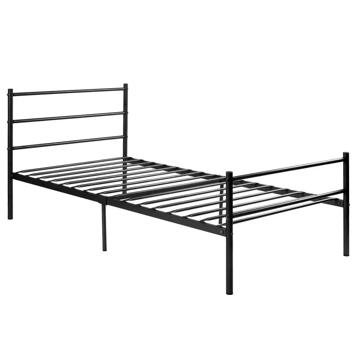 White PU Leather Metal Bed Frame Platform Headboards/&Wood Slats King//Queen//Full