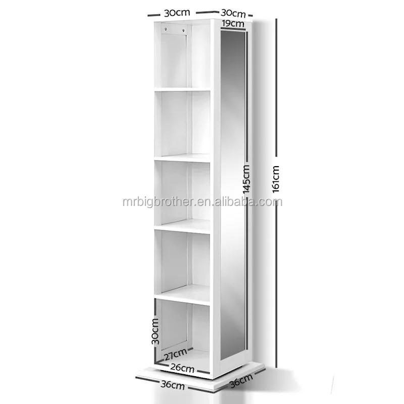 5shelf Rotating Storage Shoe Rack Mirror Shoe Home