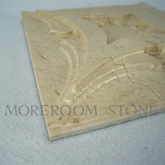 ML-A005 Chinese Marble Beige Marble Stone Wall Tiles 3D decoration CNC Wall Panel Backed ceramic Tiles MOREROOM Stone-2.jpg