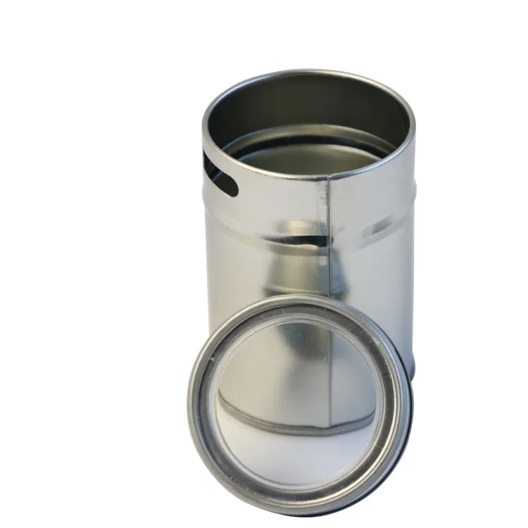 new design small round spice tin box with hole clear window lid