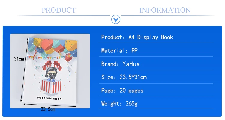 Custom PP Hard Cover Display Folder A4 Clear Presentation Display Book