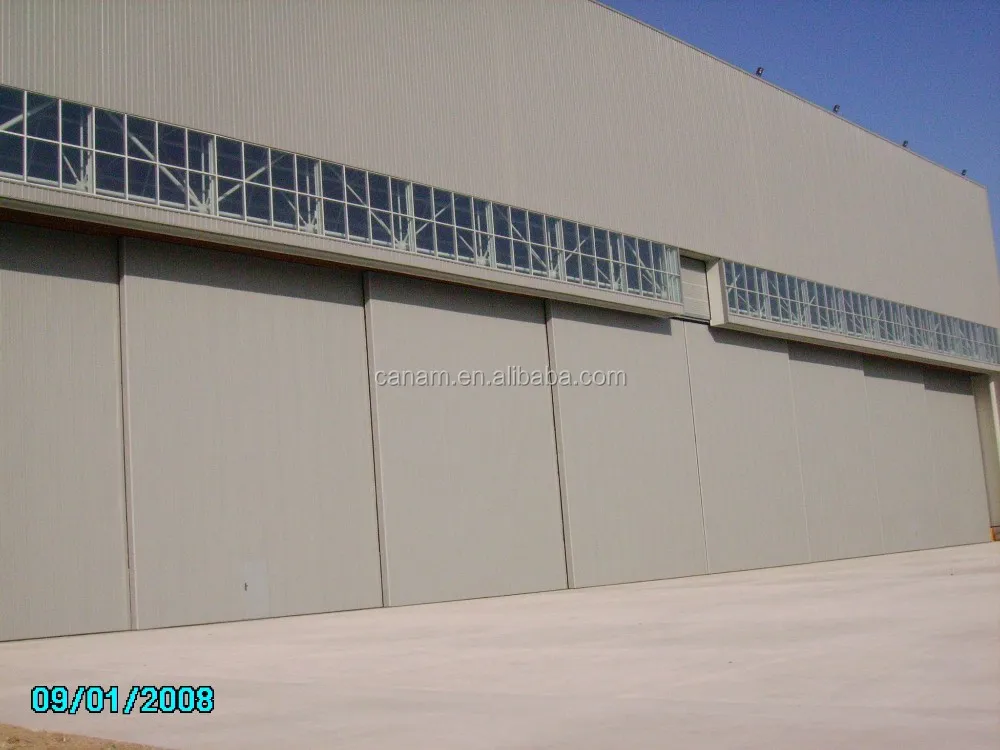 Large span heavy steel structure sliding aircraft hangar door
