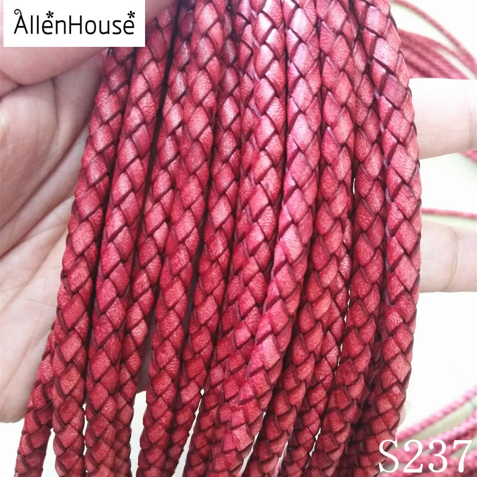 Online buy Classic retro red color round shape 6.0mm braid bolo leather cord rope for bracelets and necklace