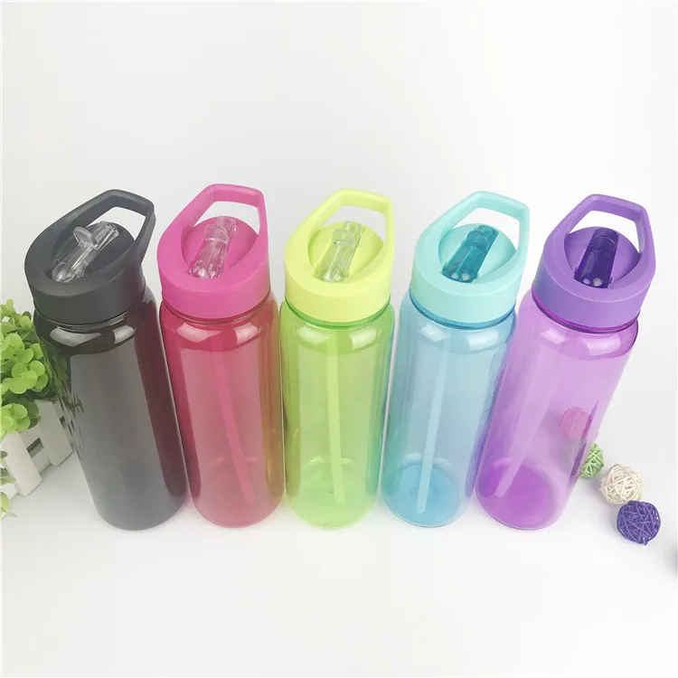 Blank Water Bottles 700ml Plastic Flip Top Lids Sports Bottle With ...