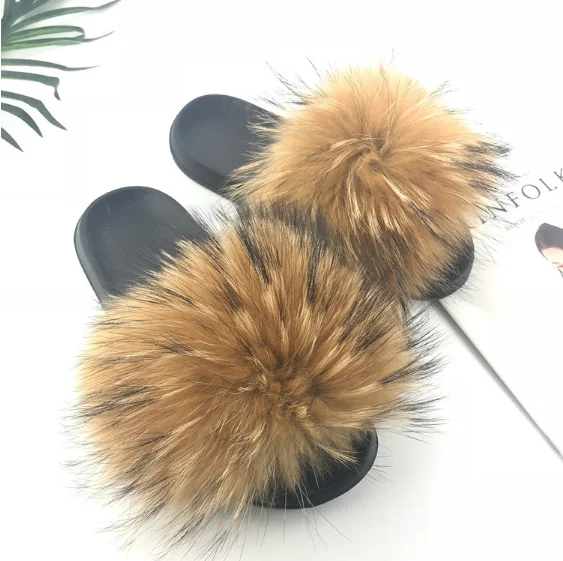 real racoon fur slides