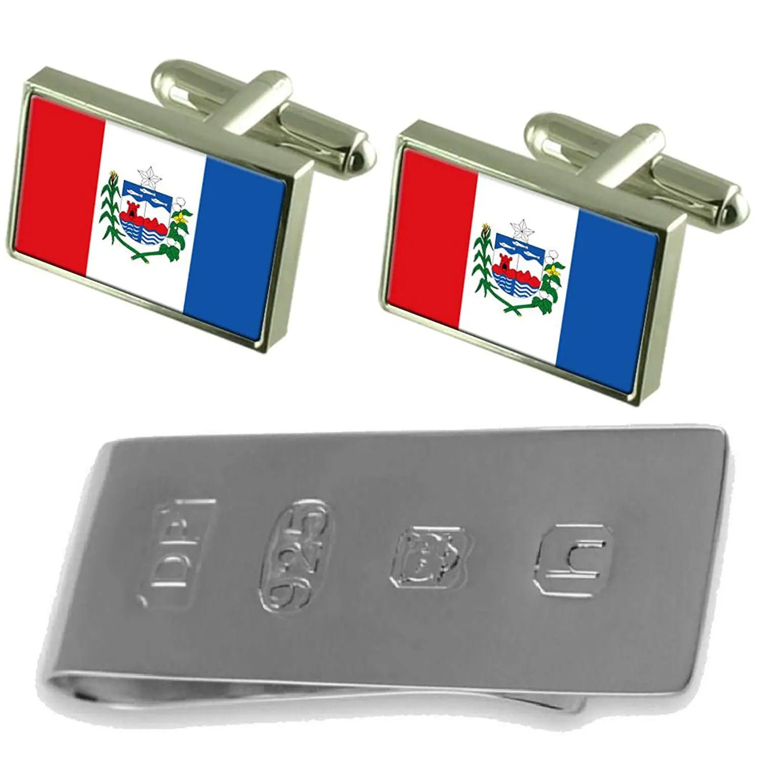 Guarulhos City Sao Paulo State Flag Cufflinks Tie Clip Box Gift Set