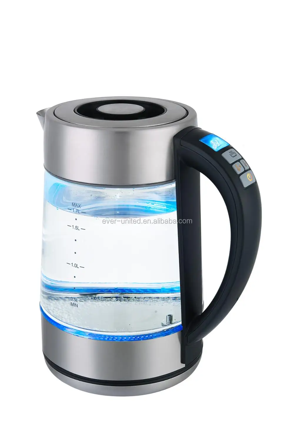 1.7l Cordless Jug Electric Glass Kettle With Digital Control On The