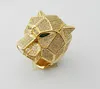 Hot Sale Tiger Head Shape Gold Plated Men Finger Ring With Micro Pave Cz