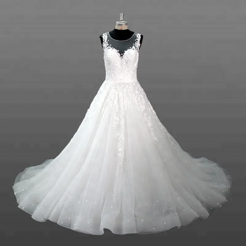 Elegant Wedding Gowns Appliques Buttons Back Real Sample Alibaba Gowns ...