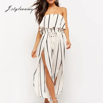 black and white striped wide leg jumpsuit