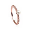 Gorgeous simple design rose gold plated pearl charm eternity band ring