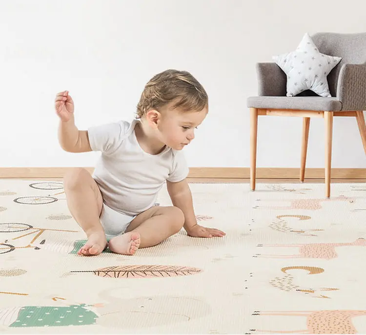 【Ideal Gift for Baby】Baby Child Crawling mat 2 Side Kids Playing Gym Mats Care Play Mat Crawl Mats Carpet 200 x 180 x 0.6cm