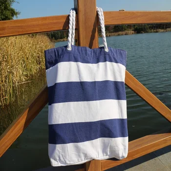 striped beach tote