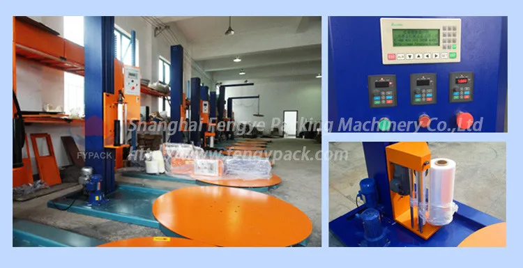 carton box top pressure pallet stretch film wrapping machine