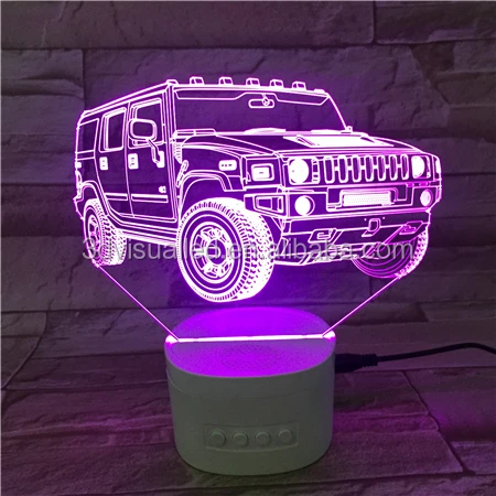 Wireless speaker 3D Illusion Night Light led Car shape table lamp