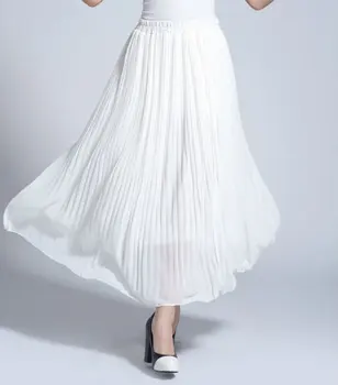 pleated ankle length chiffon skirt mid line larger skirts bohemian