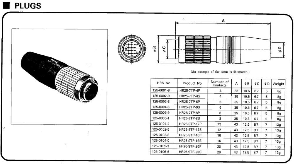 Hirose Waterproof Hr25 Military Communication Plug And Jack 6 Pin