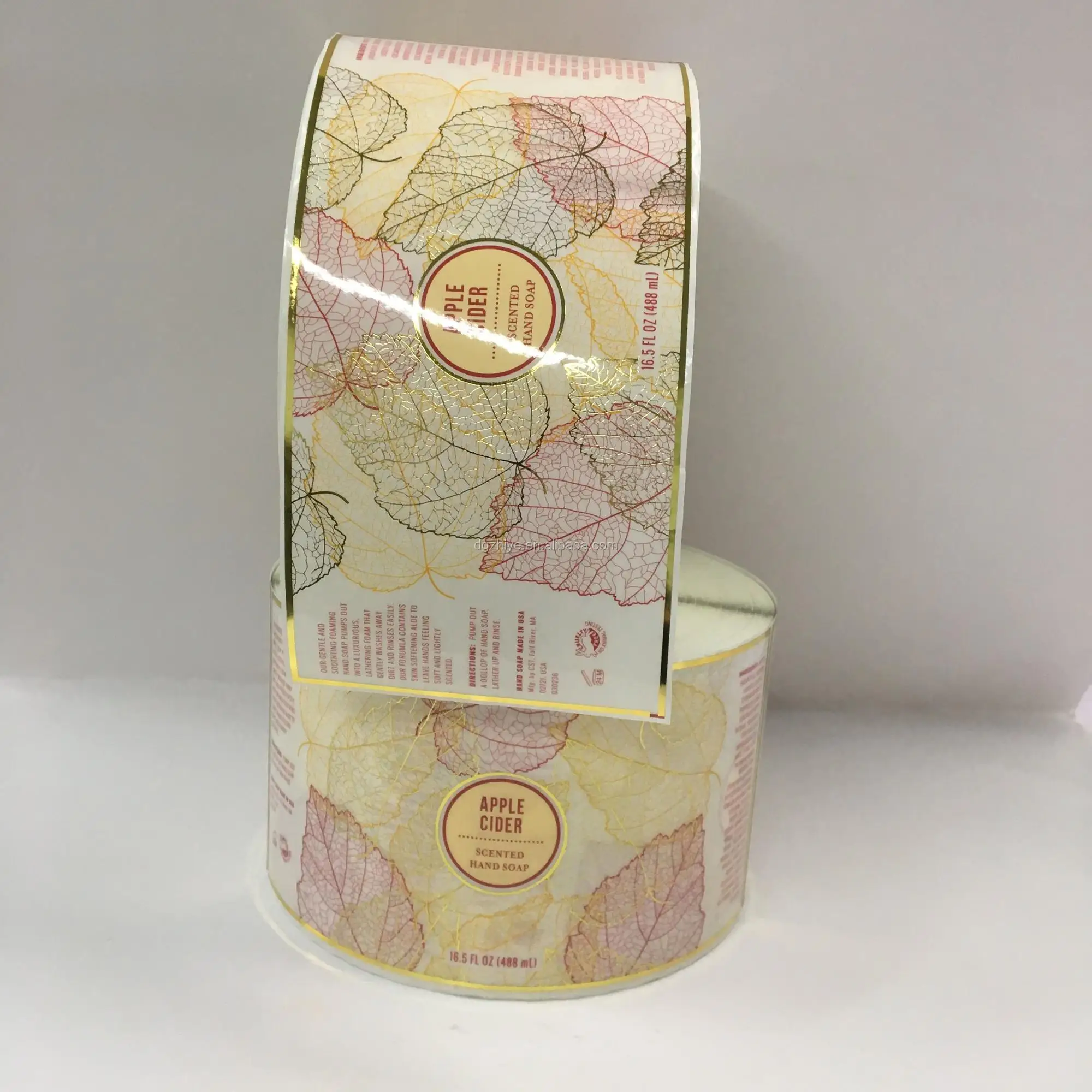 Custom Printed Transparent Gold Foil Label Sticker,Liquid Hand Soap