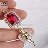 Multi material available large red gem golden pendant angel+charm rubys