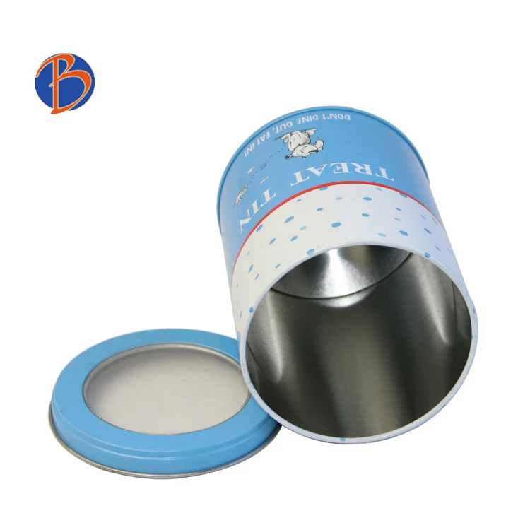 Bodenda High quality full color printing round shape iron tin gift box with clear window