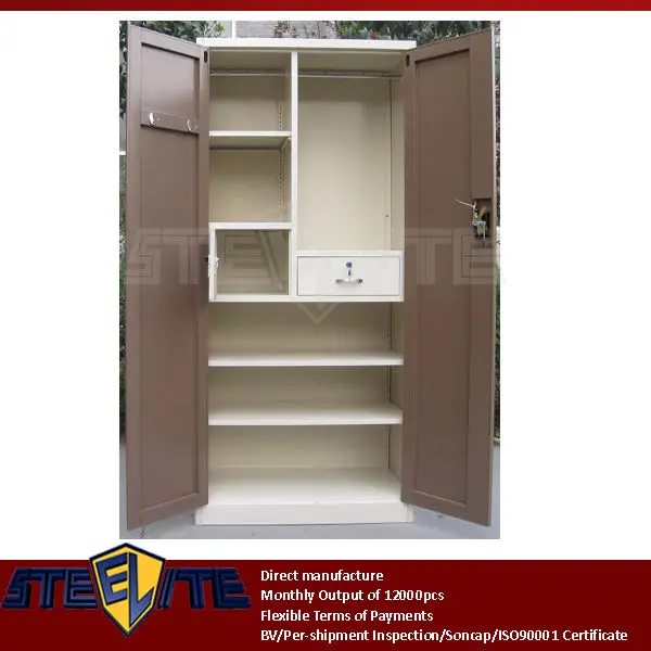 Hostel Furniture Supply Two Door 2014 White Metal Wardrobe Closets