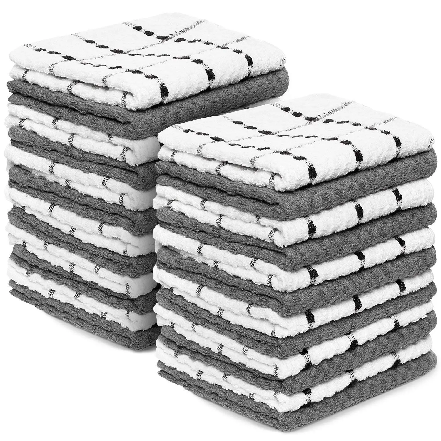 Royal Kitchen Towels, 24 Pack - 100% Soft Cotton -15" x 25" - Dobby Weave -Great for Cooking in Kitchen and Household Cleaning (24-Pack Cotton)