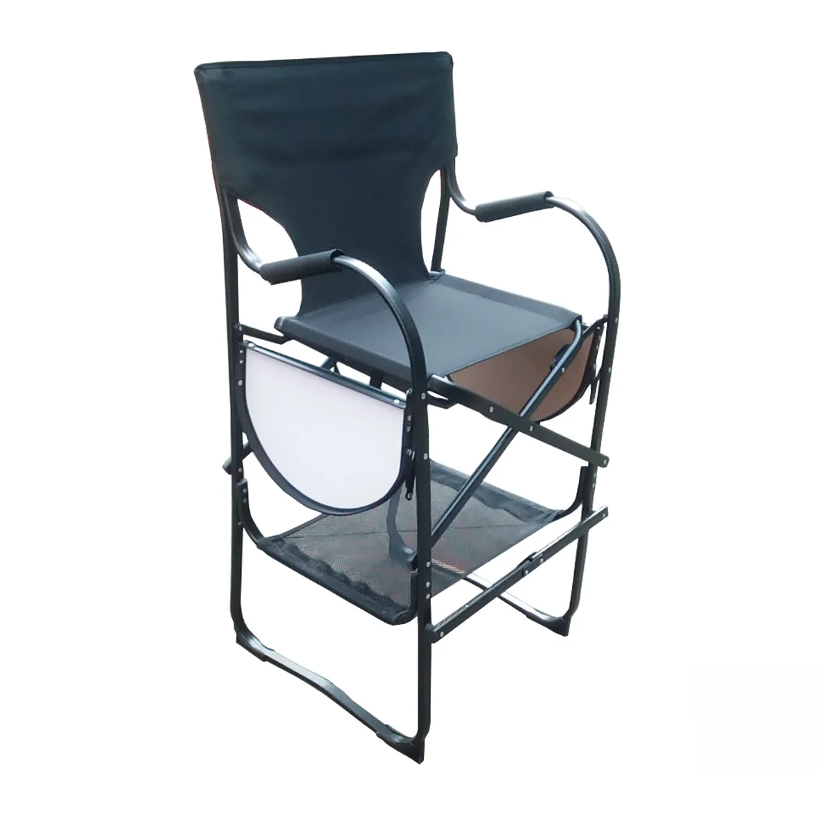 Outdoor Aluminum Tall Director Chair With Two Side Table For Makeup