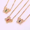 classic design butterfly diamond 18K gold color chain jewelry necklace