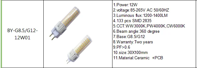 Non-dimmable Modern LED Bulbs TESO 1 Pcs G12 10W AC100-240V 70pcs 2835SMD LED Lumen:1018lm±5% LM 3000K-7000K Warm White/Cool White/Natural White 