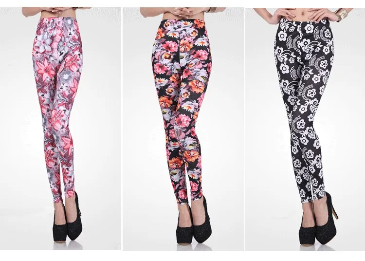 New Printed 92polyester 8spandex Leggings With Double Brushed Ladies New Mix Tights Leggings