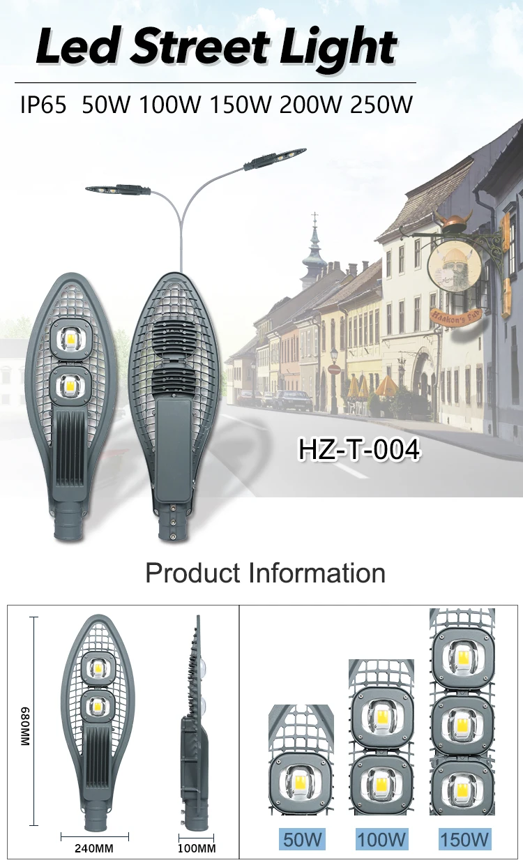 IP65 waterproof 150w led street lights COB type Aluminum material