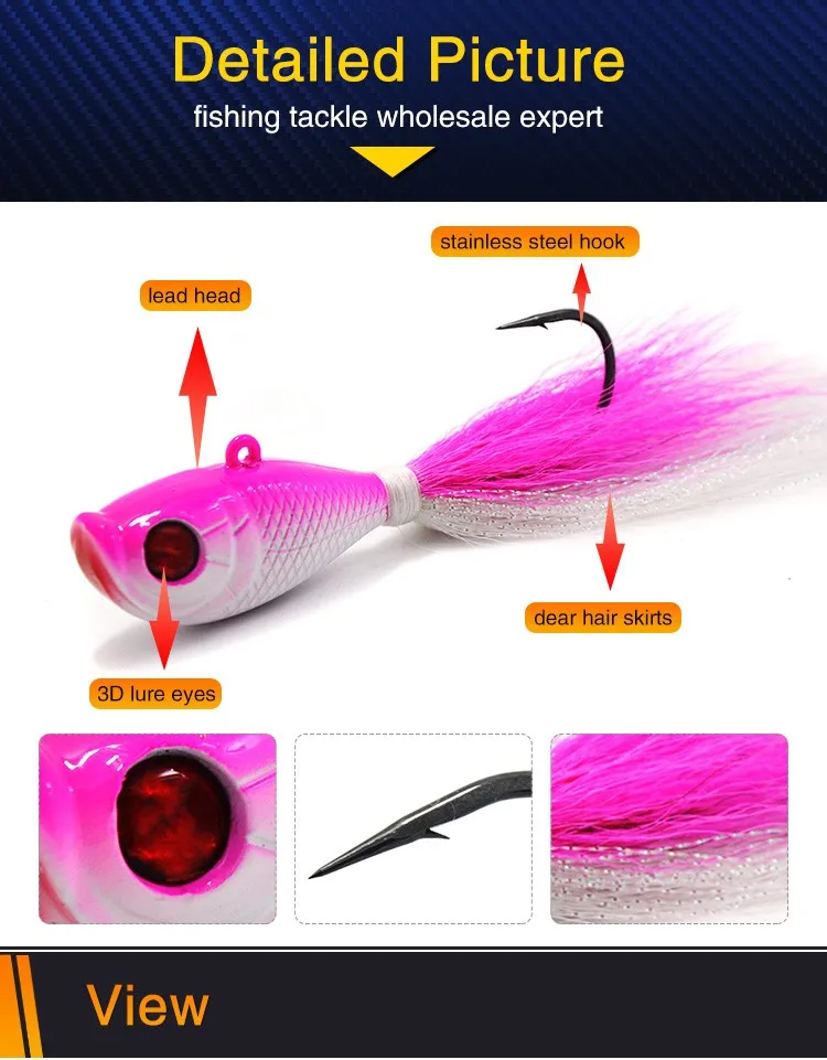 Bucktail Jigs Saltwater Hair Jigs Head Flukes Fishing Lures Assorted