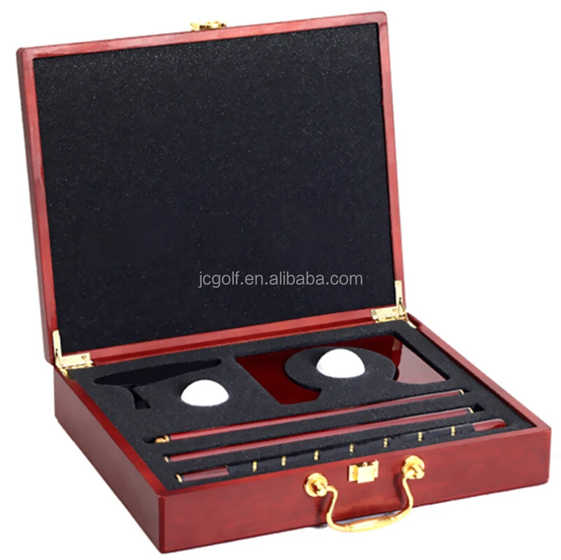 Red Wooden Box Office Indoor Golf Automatic Putting Set Red Wooden Box Office Indoor Golf Automatic Putting Set