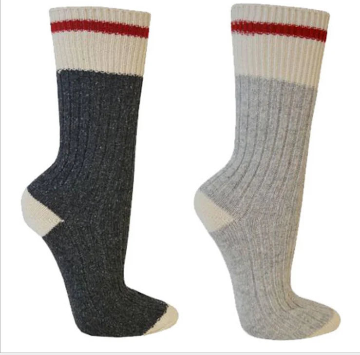 Sublimation Red Stripe Grey Thick Canada Men Crew Cotton Work Socks ...