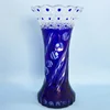 hand made ocean blue small glass vase Bohemia
