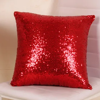 Etsy Hot Sale Pure Color Pillows Handmade Bling Pillow Case Red
