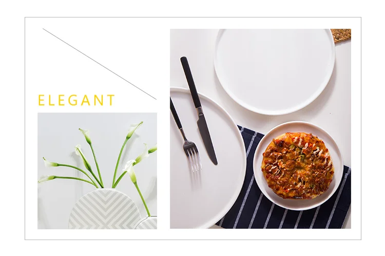 Custom Logo Italian Flat Fine Porcelain 12 inch Pizza Plate Ceramic Plates Dishes