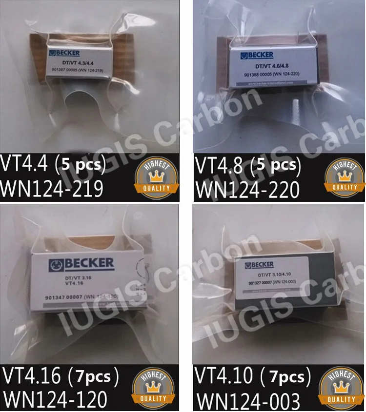 Set of 5 Carbon Vanes for Becker VT 4.4|WN 124-219|901387 