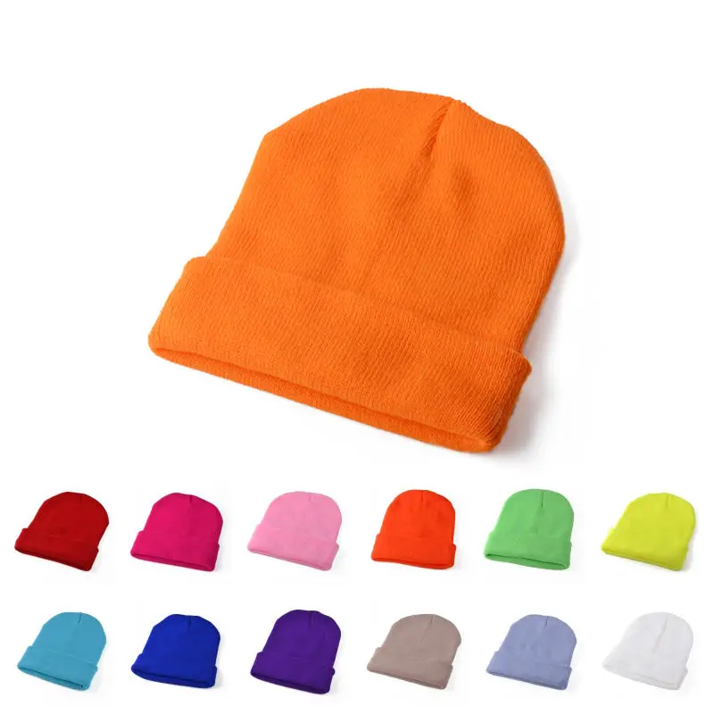 Fashion Custom Logo 100% Acrylic Knitted Hats Caps Wholesale Plain ...