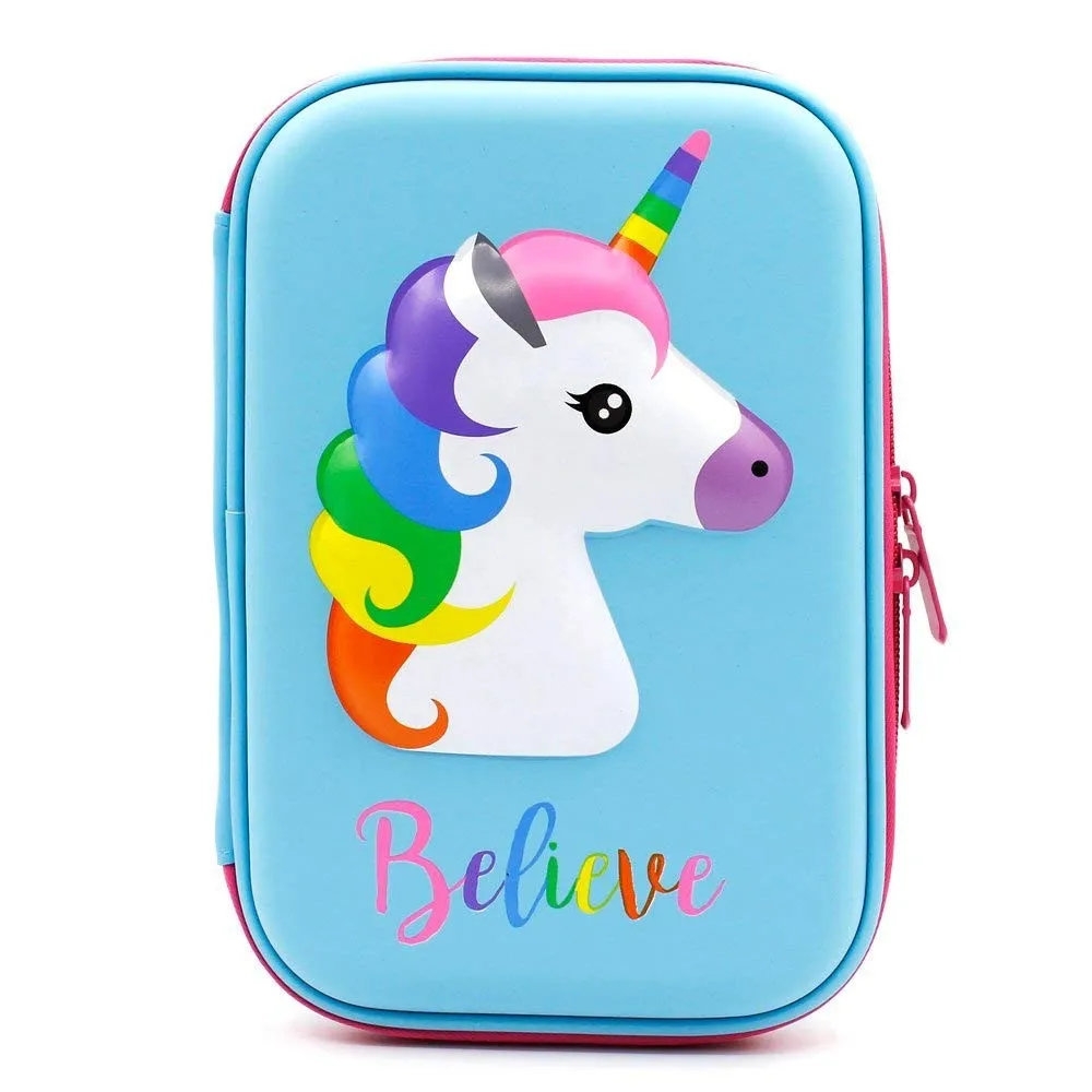 Big Capacity Unicorn Embossed Hardtop Pencil Case With Compartments ...