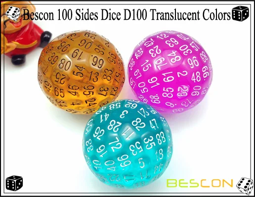 D100 Game Dice of Teal Bescon Translucent Polyhedral Dice 100 Sides Dice 