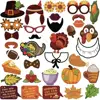 Thanksgiving Photo Booth Props 34 DIY Kits, Party Favor, Element of Pumpkin Turkey Bread Corn Fruits Maple Leaves for Autumn OEM