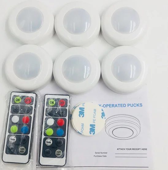 2019 new color-changing  rgb wireless led puck lights for kitchen under cabinet lighting bar