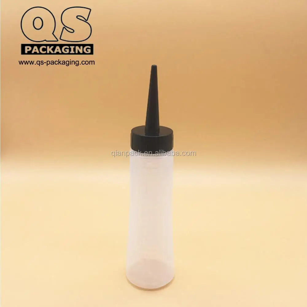 Empty Plastic Squeezed Sauce Bottle With Long Nozzle Cap 240ml 360ml