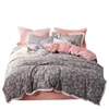 Hot-selling double edition flannel beautiful pattern design ruffles process warm bedding set of four