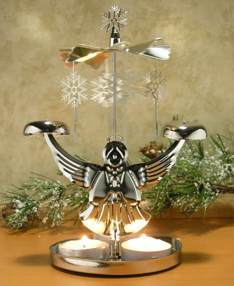 Angel Chimes Candle Spinner - Snowflakes and Angel Candle Holder - Scandina...