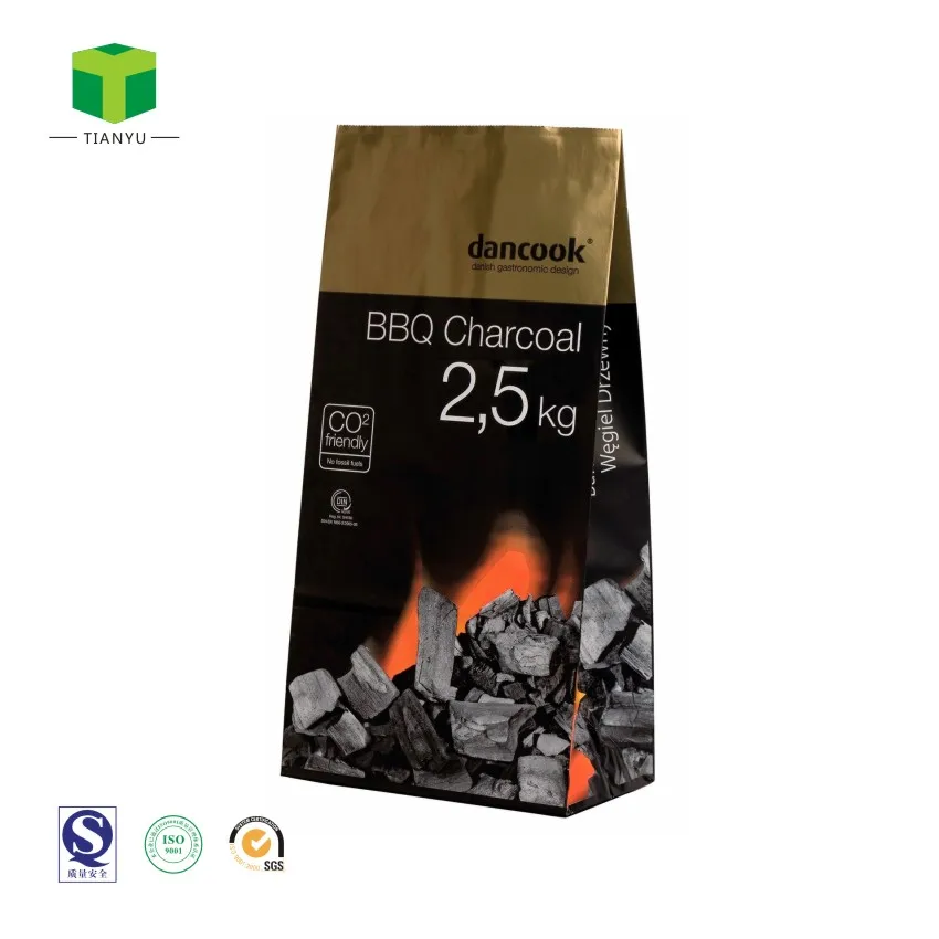 Custom Printed Bbq Kraft Paper Charcoal Packaging Bag 4kg 5kg For